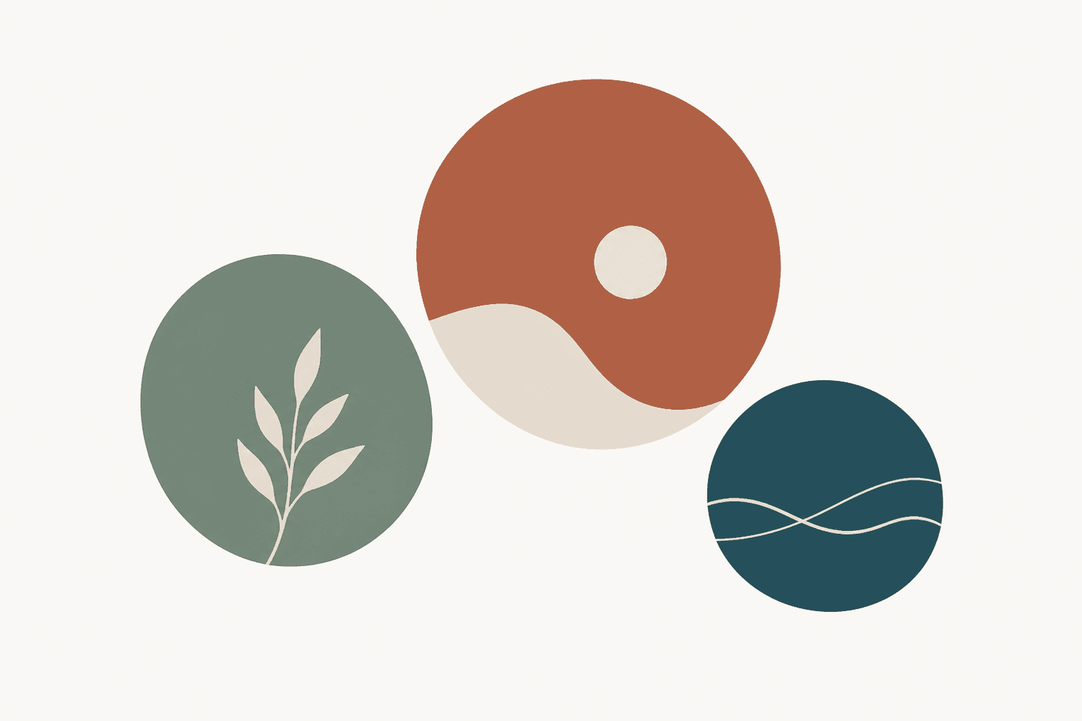 Abstract illustration of three soft circles suggesting related but distinct skin terms