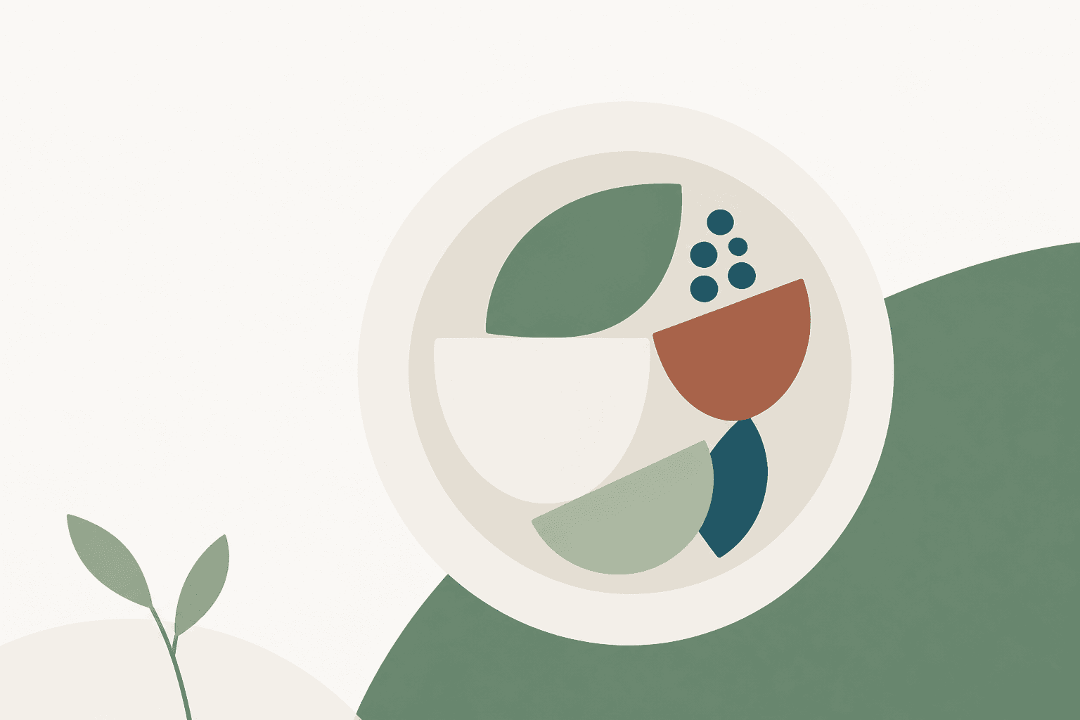 Abstract illustration of a simple bowl suggesting diet and skin