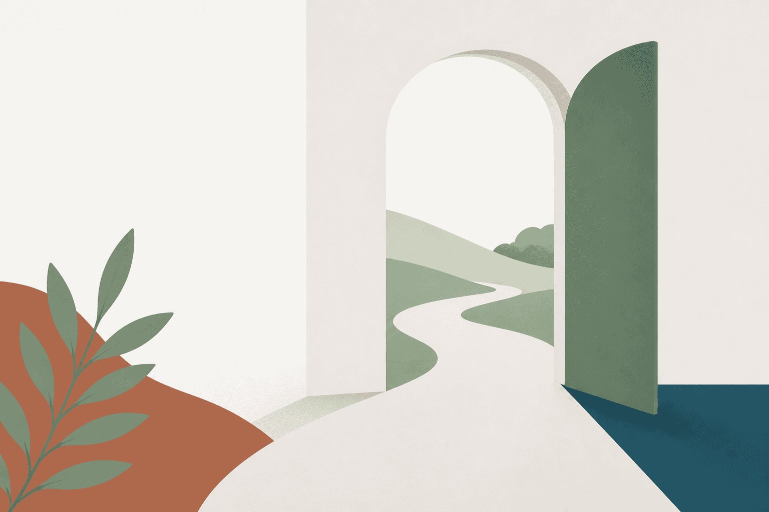 Abstract illustration of a soft doorway suggesting seeking care